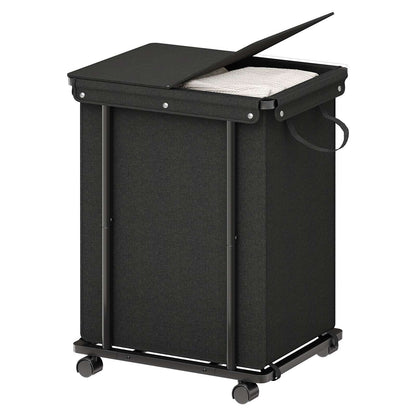 HOOBRO Rolling Laundry Hamper with Lid and Heavy Duty Storage Basket