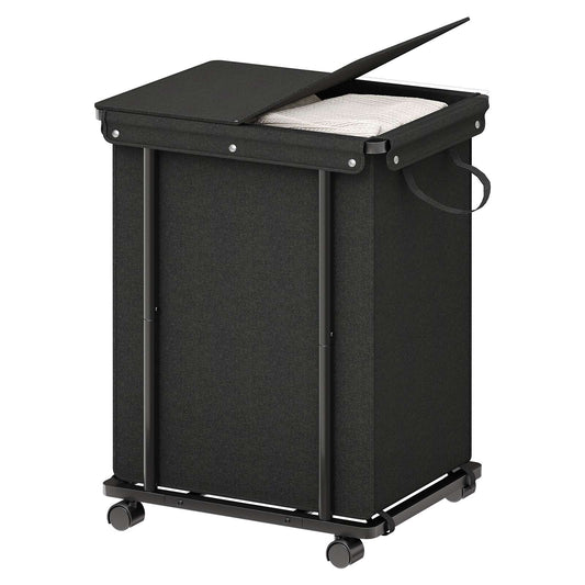 HOOBRO Rolling Laundry Hamper with Lid and Heavy Duty Storage Basket