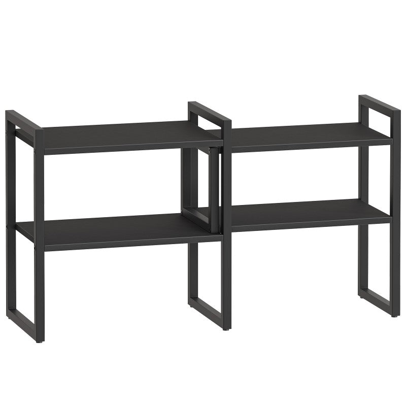 HOOBRO Desk Shelf Organizer, Adjustable Desktop Bookshelf, 2-Tier Shelf for Top of Desk, Wooden Office Storage Rack, for Office, Study, Kitchen, Dorm