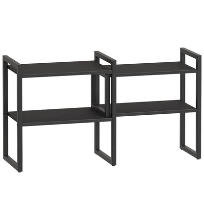 HOOBRO Desk Shelf Organizer, Adjustable Desktop Bookshelf, 2-Tier Shelf for Top of Desk, Wooden Office Storage Rack, for Office, Study, Kitchen, Dorm