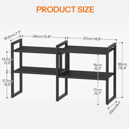 HOOBRO Desk Shelf Organizer, Adjustable Desktop Bookshelf, 2-Tier Shelf for Top of Desk, Wooden Office Storage Rack, for Office, Study, Kitchen, Dorm