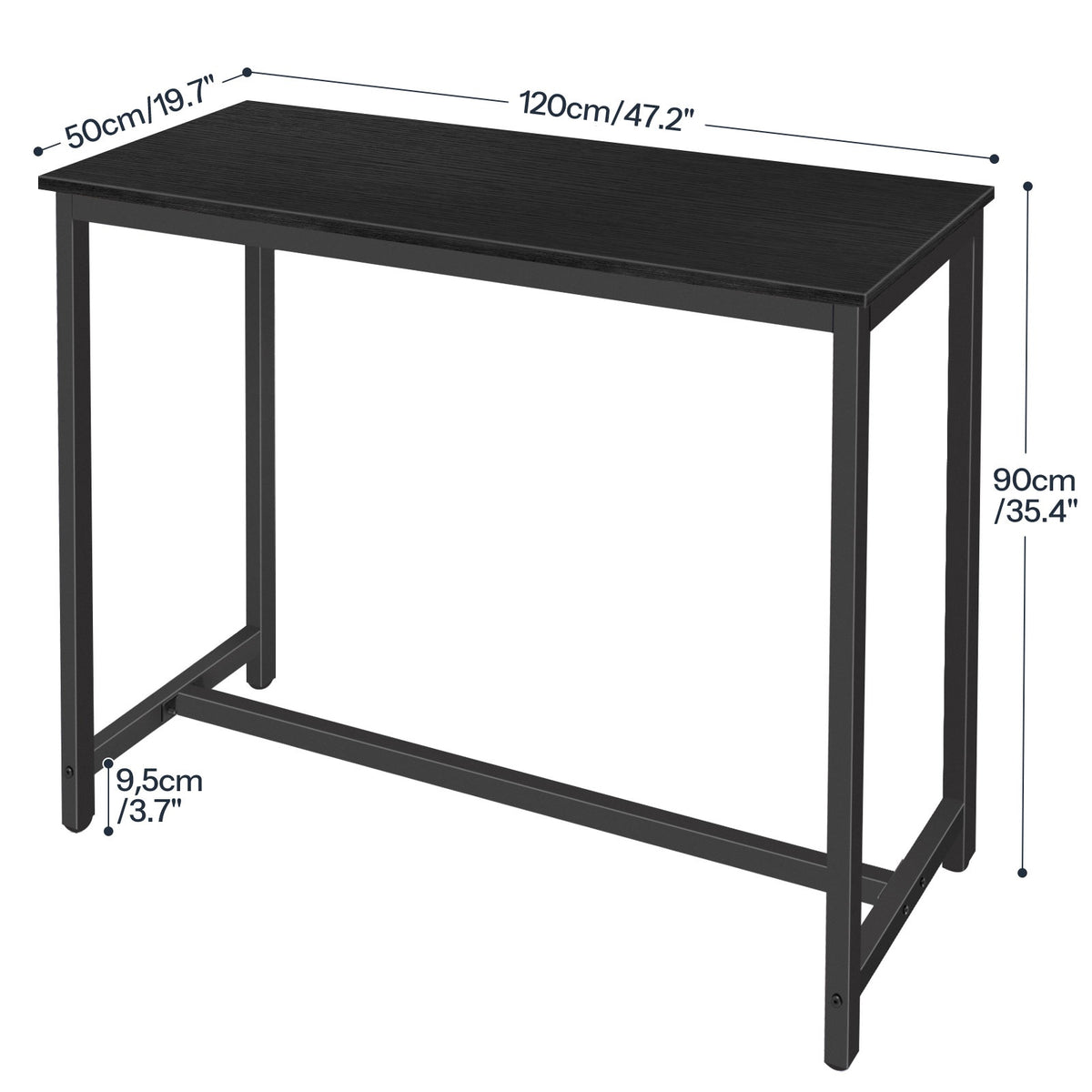 HOOBRO Modern Black Pub Bar Table, Narrow Counter Height Dining Table for Kitchen