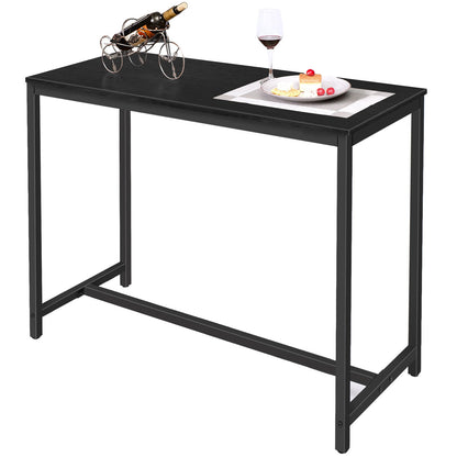 HOOBRO Modern Black Pub Bar Table, Narrow Counter Height Dining Table for Kitchen