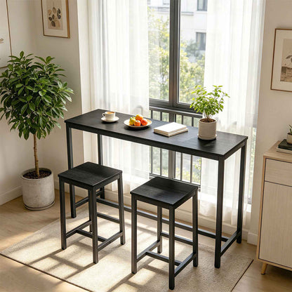 HOOBRO Modern Black Pub Bar Table, Narrow Counter Height Dining Table for Kitchen