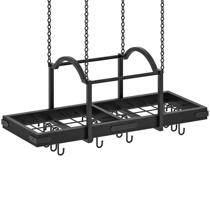 HOOBRO Ceiling Mounted Hanging Pot and Pan Rack with Hooks for Kitchen Island