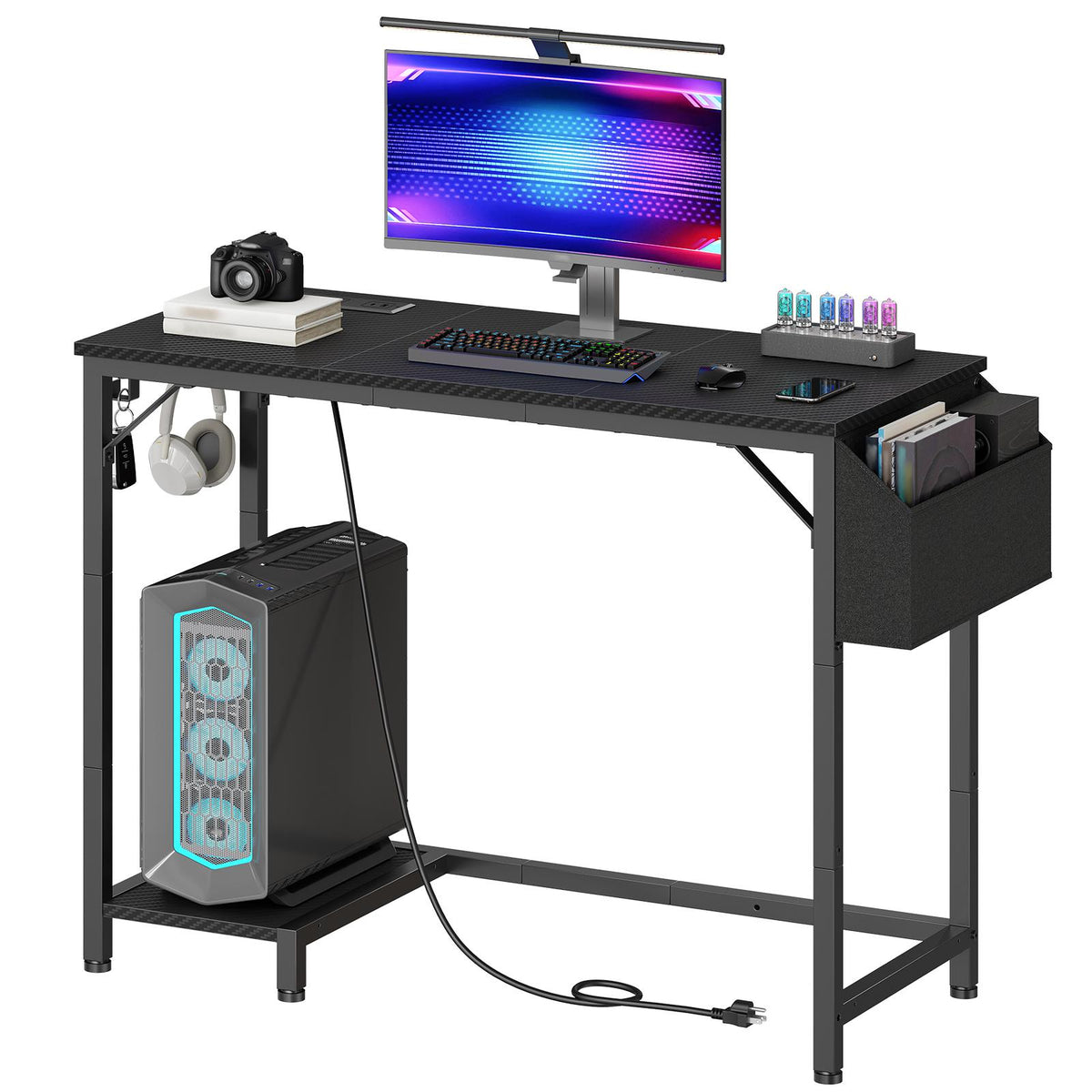 HOOBRO Modern Computer Desk with CPU Stand and Storage Pocket for Home Office