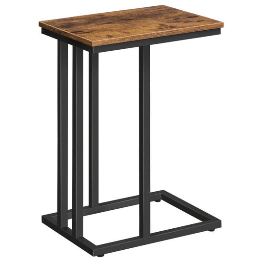 HOOBRO Side Table, Snack Table Heavy-Duty Sofa Side Table for Living Room, Bedroom, Easy Assembly, Table with Metal Frame, Rustic Brown BF02SF01G1