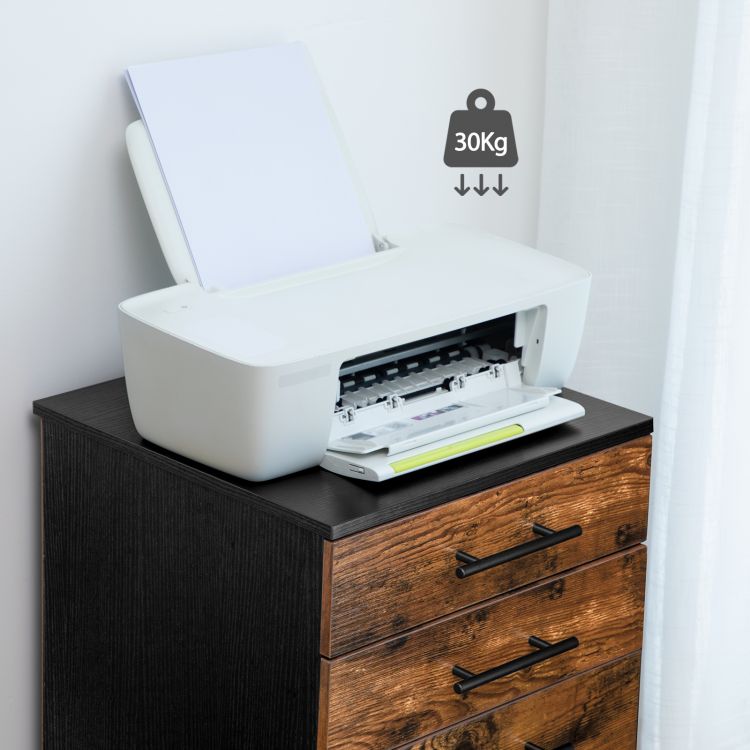 HOOBRO File Cabinet, 3 Drawers Wooden Filing Cabinet, Rolling Office Cabinet for A4/Letter Size, Under Desk Cabinet, Office Storage Drawers, Hanging File Folders