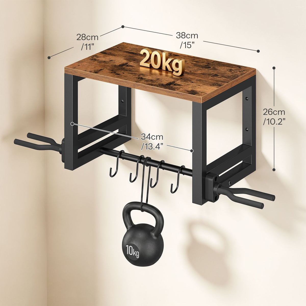 HOOBRO Wall Mounted Dual Guitar Hanger with Storage Shelf and Accessory Hooks