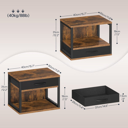 HOOBRO 2-Tier Desktop Printer Stand with Drawer, Under-Desk Printer Table with Storage Shelf, for Home Office, Kitchen, Fax Machine, Scanner
