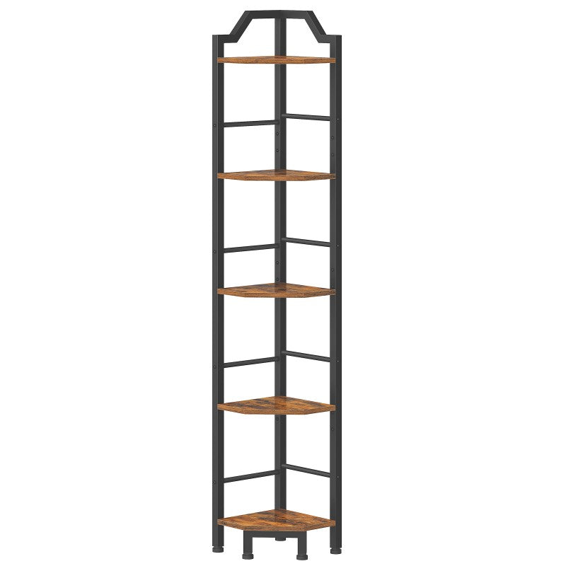 HOOBRO Corner Shelf, 5-Tier Corner Shelf Stand, Standing Display Shelf, Corner Bookcase Shelving, for Living Room, Bedroom, Study, Kitchen