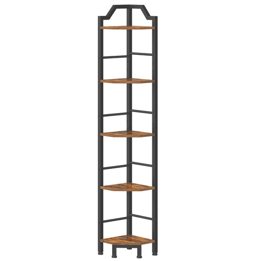HOOBRO Corner Shelf, 5-Tier Corner Shelf Stand, Standing Display Shelf, Corner Bookcase Shelving, for Living Room, Bedroom, Study, Kitchen