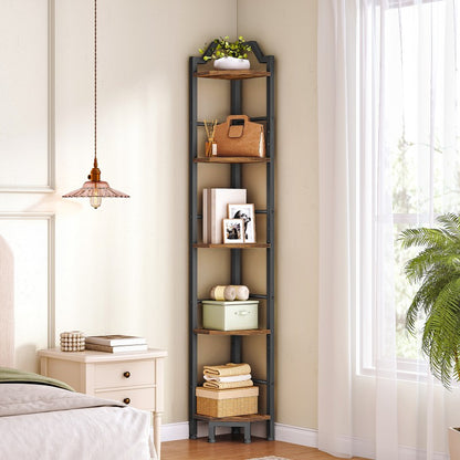 HOOBRO Corner Shelf, 5-Tier Corner Shelf Stand, Standing Display Shelf, Corner Bookcase Shelving, for Living Room, Bedroom, Study, Kitchen