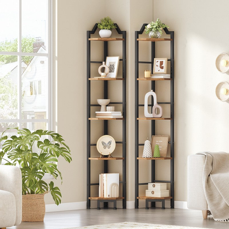 HOOBRO Corner Shelf, 5-Tier Corner Shelf Stand, Standing Display Shelf, Corner Bookcase Shelving, for Living Room, Bedroom, Study, Kitchen