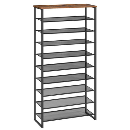 HOOBRO 10-Tier Shoe Rack, Large Capacity Shoe Organizer Shelf, Shoe Storage Unit for 27-36 Pairs of Shoes, for Entryway, Hallway, Closet, Dorm Room, Industrial