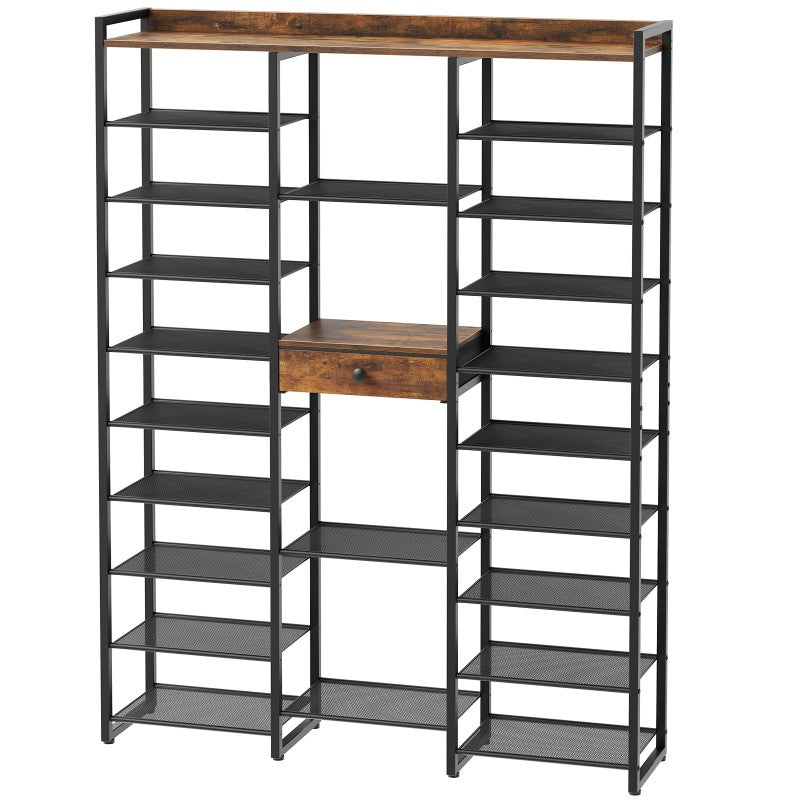 HOOBRO 10-Tier Shoe Rack Tall, 47.2" Shoe Storage Organizer, 61" Tall Shoe Rack for Closet, Large Capacity Shoe Shelf for Front Door Entrance, with Fabric Drawer, for Entryway