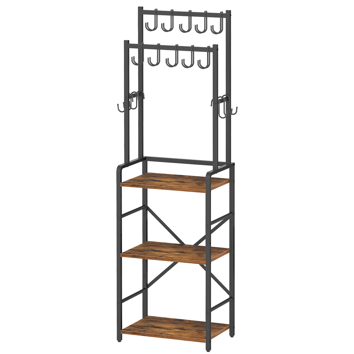 HOOBRO Tall Freestanding Bag and Coat Rack Stand with Adjustable Shelf