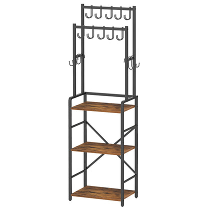 HOOBRO Tall Freestanding Bag and Coat Rack Stand with Adjustable Shelf