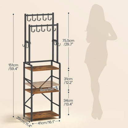 HOOBRO Tall Freestanding Bag and Coat Rack Stand with Adjustable Shelf