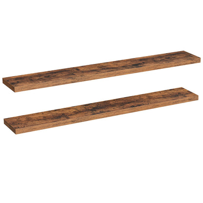 HOOBRO Rustic Floating Shelves Set of 2, Wall Mounted Wooden Display Storage Shelves