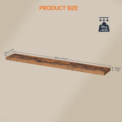 HOOBRO Rustic Floating Shelves Set of 2, Wall Mounted Wooden Display Storage Shelves