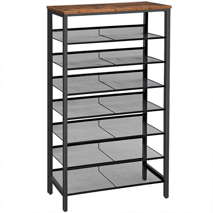 3-Tier Shoe Rack Storage, Metal Mesh, Flat or Angled Stackable