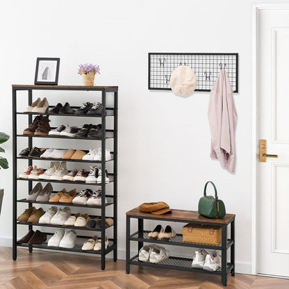 HOOBRO 8-Tier Shoe Rack, Large Capacity Shoe Shelf, Stable and Sturdy, Shoe Storage Organizer with Flat & Slant Adjustable Metal Shelves, Space Saver