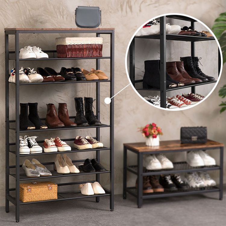HOOBRO 8-Tier Shoe Rack, Large Capacity Shoe Shelf, Stable and Sturdy, Shoe Storage Organizer with Flat & Slant Adjustable Metal Shelves, Space Saver