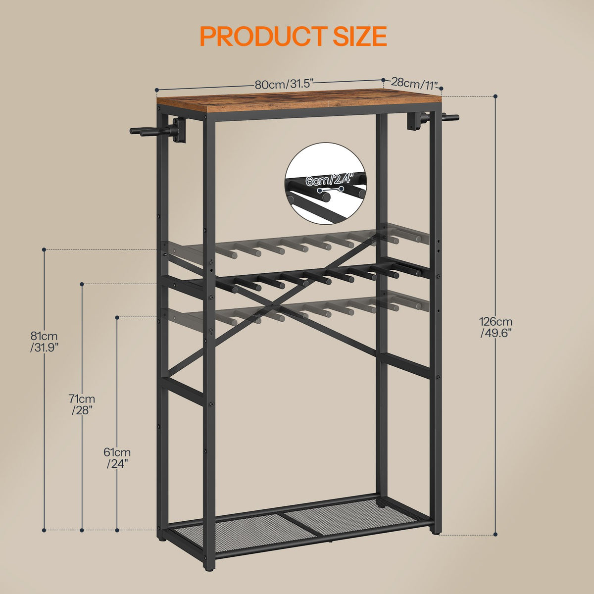 HOOBRO Heavy Duty Metal Rifle Rack with Wood Top Board, Free Standing Gun Storage