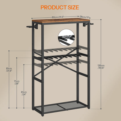 HOOBRO Heavy Duty Metal Rifle Rack with Wood Top Board, Free Standing Gun Storage