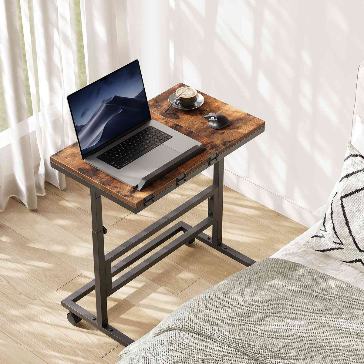 HOBORO Mobile Laptop Desk with Adjustable Height and Tiltable Desktop