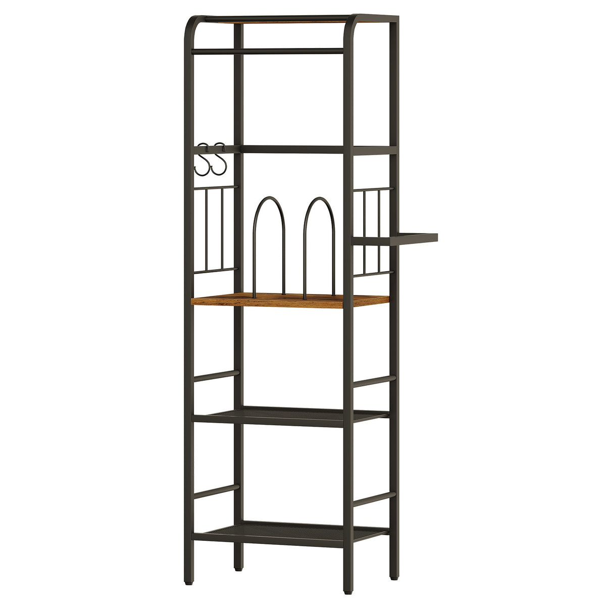 HOOBRO Bathroom Tall Towel Rack Storage Shelf with Towel Bar and Wire Basket