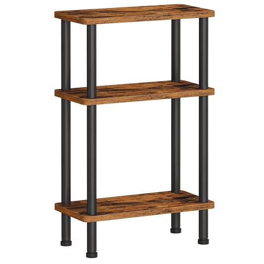 HOOBRO 3-Tier Narrow Side Table, Slim End Table, Skinny Nightstand Sofa Storage Shelf, Twist-On Assembly, No Tools Needed, for Living Room, Bedroom, Study