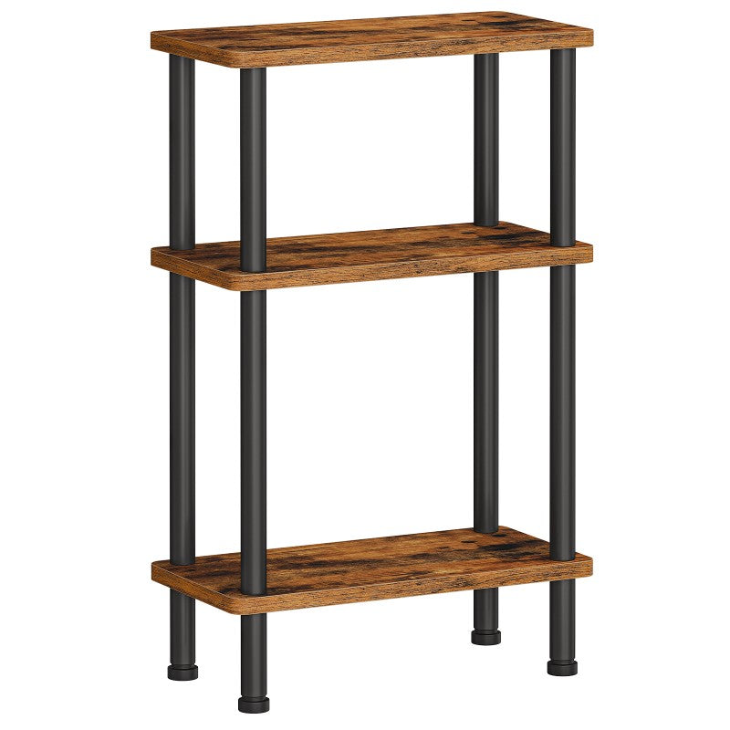 HOOBRO 3-Tier Narrow Side Table, Slim End Table, Skinny Nightstand Sofa Storage Shelf, Twist-On Assembly, No Tools Needed, for Living Room, Bedroom, Study