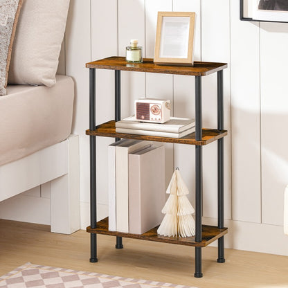 HOOBRO 3-Tier Narrow Side Table, Slim End Table, Skinny Nightstand Sofa Storage Shelf, Twist-On Assembly, No Tools Needed, for Living Room, Bedroom, Study