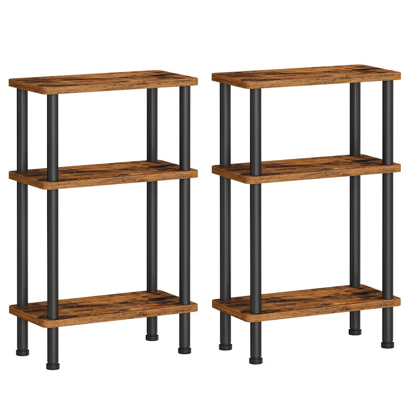 HOOBRO 3-Tier Narrow Side Table, Slim End Table, Skinny Nightstand Sofa Storage Shelf, Twist-On Assembly, No Tools Needed, for Living Room, Bedroom, Study