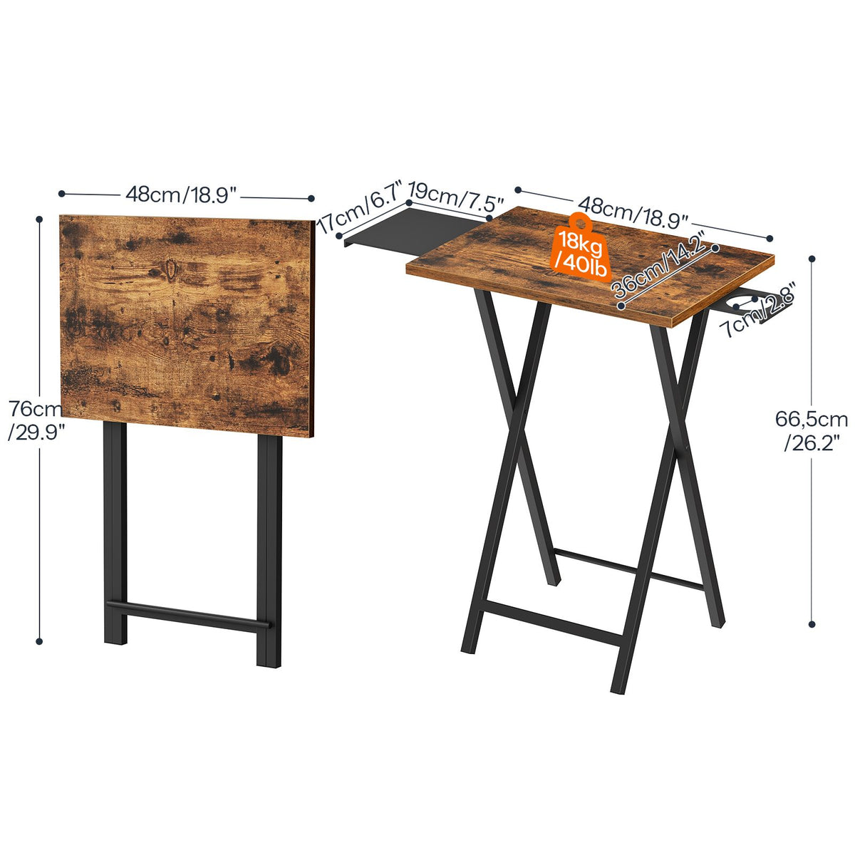 HOOBRO Folding TV Tray Table with Pull-Out Mouse Pad and Cup Holder