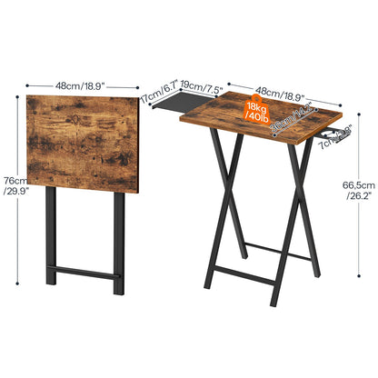 HOOBRO Folding TV Tray Table with Pull-Out Mouse Pad and Cup Holder