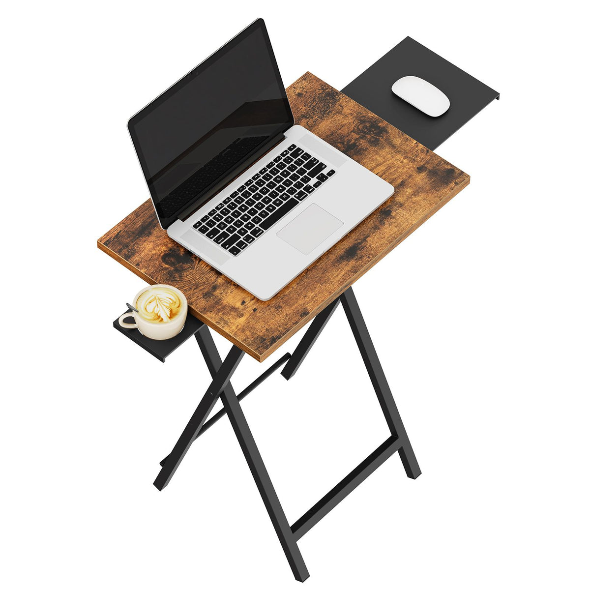 HOOBRO Folding TV Tray Table with Pull-Out Mouse Pad and Cup Holder