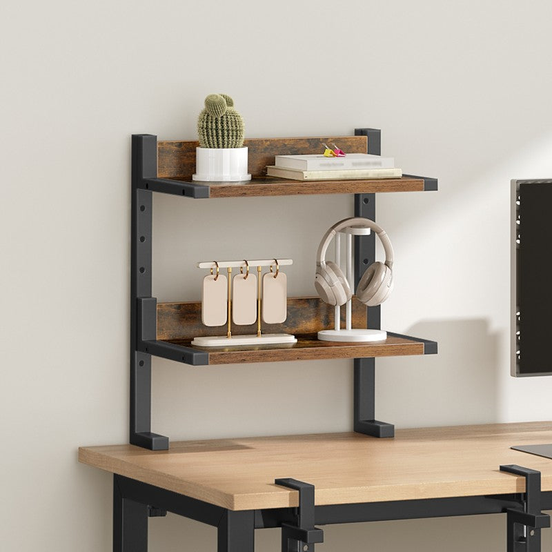 HOOBRO Clamp On Desk Shelf, 2-Tier Desktop Organizer, Space-Saving Desk Shelf with Adjustable Shelves, for Office, Study, Entertainment Accessories