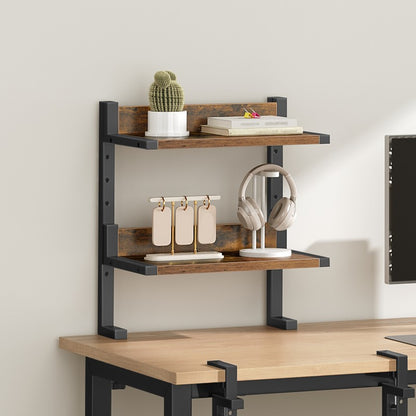 HOOBRO Clamp On Desk Shelf, 2-Tier Desktop Organizer, Space-Saving Desk Shelf with Adjustable Shelves, for Office, Study, Entertainment Accessories