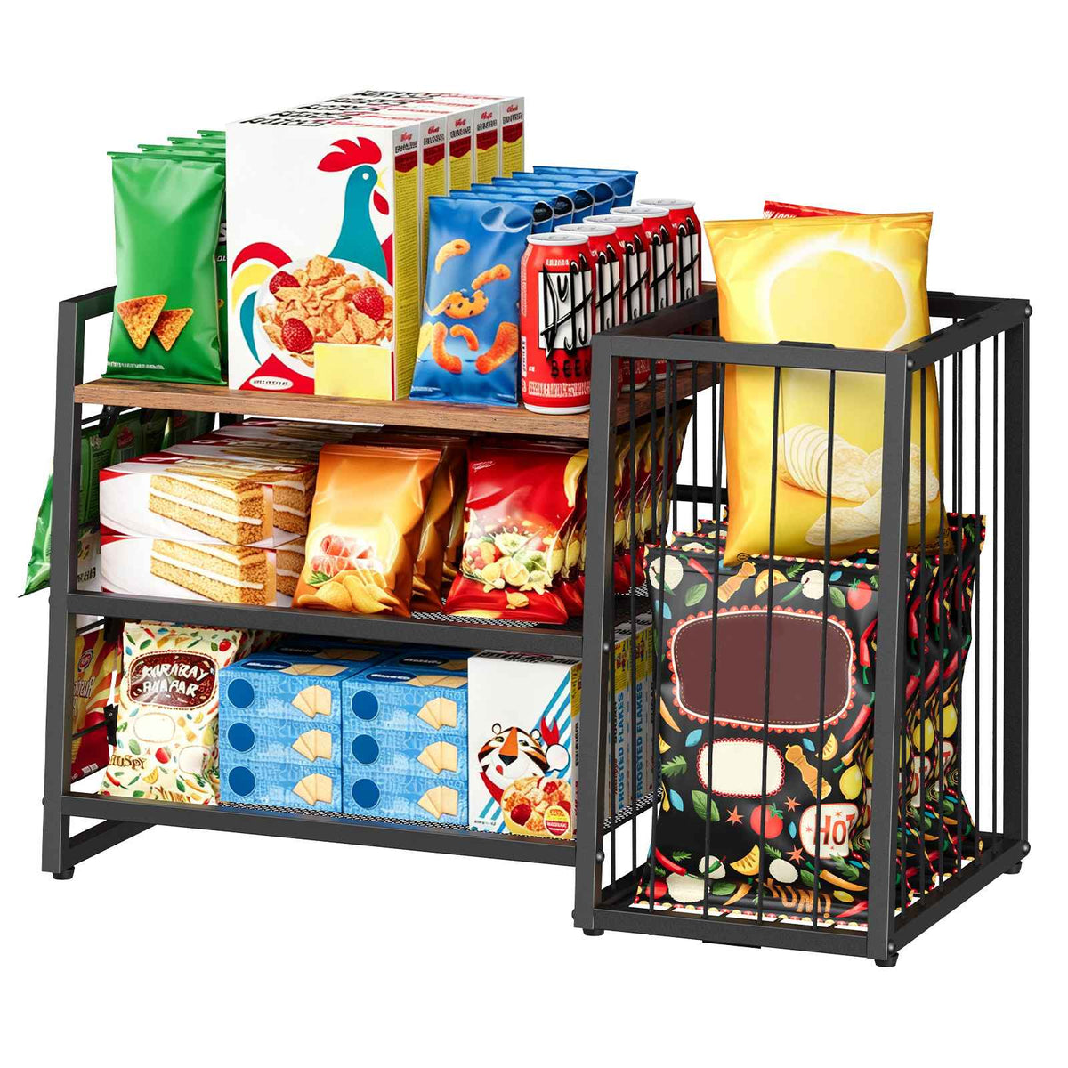 HOOBRO Countertop Snack Organizer Rack for Office Break Room & Kitchen