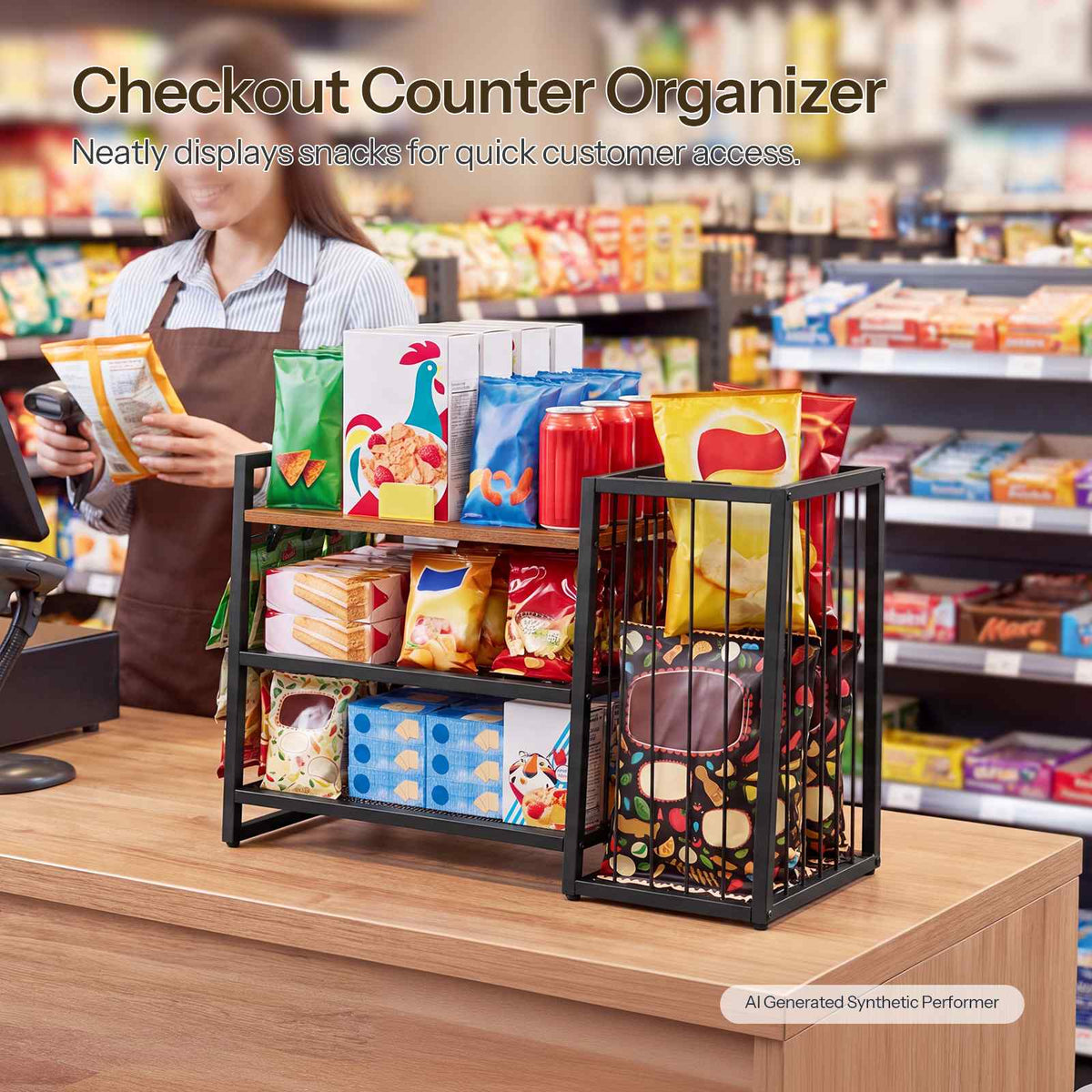 HOOBRO Countertop Snack Organizer Rack for Office Break Room & Kitchen