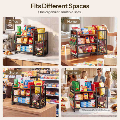 HOOBRO Countertop Snack Organizer Rack for Office Break Room & Kitchen