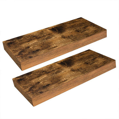 HOOBRO Floating Shelves, Wall Shelf Set of 2, Hanging Shelf with Invisible Brackets, for Bathroom, Bedroom, Toilet, Kitchen, Office, Living Room Decor