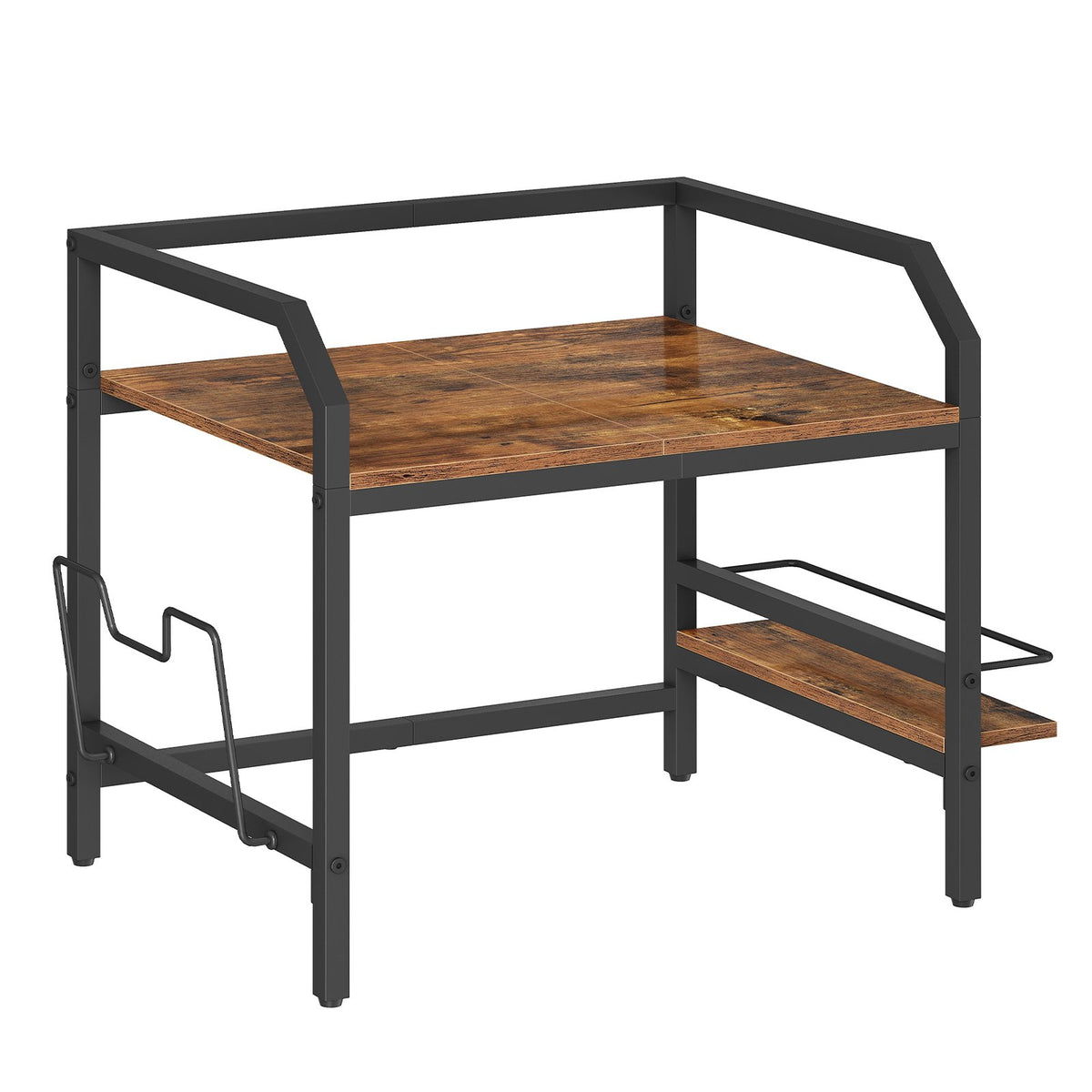 HOOBRO Industrial Microwave Stand with Cutting Board Holder and Side Shelf