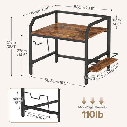 HOOBRO Industrial Microwave Stand with Cutting Board Holder and Side Shelf