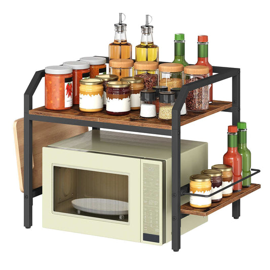 HOOBRO Industrial Microwave Stand with Cutting Board Holder and Side Shelf