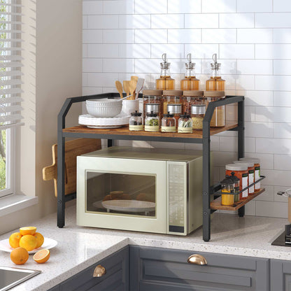 HOOBRO Industrial Microwave Stand with Cutting Board Holder and Side Shelf