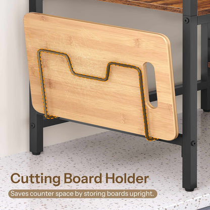 HOOBRO Industrial Microwave Stand with Cutting Board Holder and Side Shelf